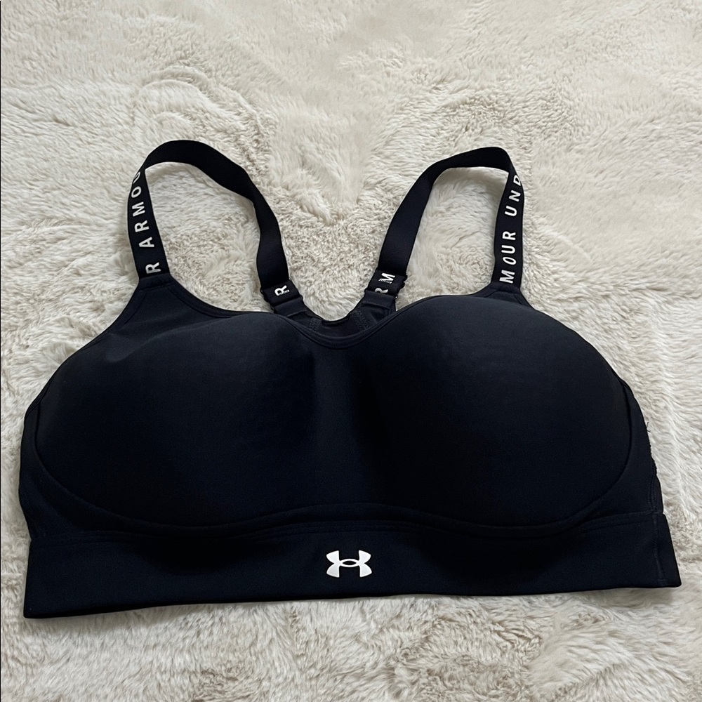 Under Armour Women's Midnight Black Sports Bra - Picture 3 of 7